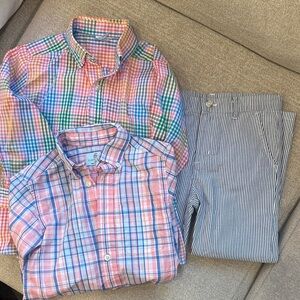 Gymboree Multicolor Plaid Pant, Striped Button Down Shirts by Chess Club